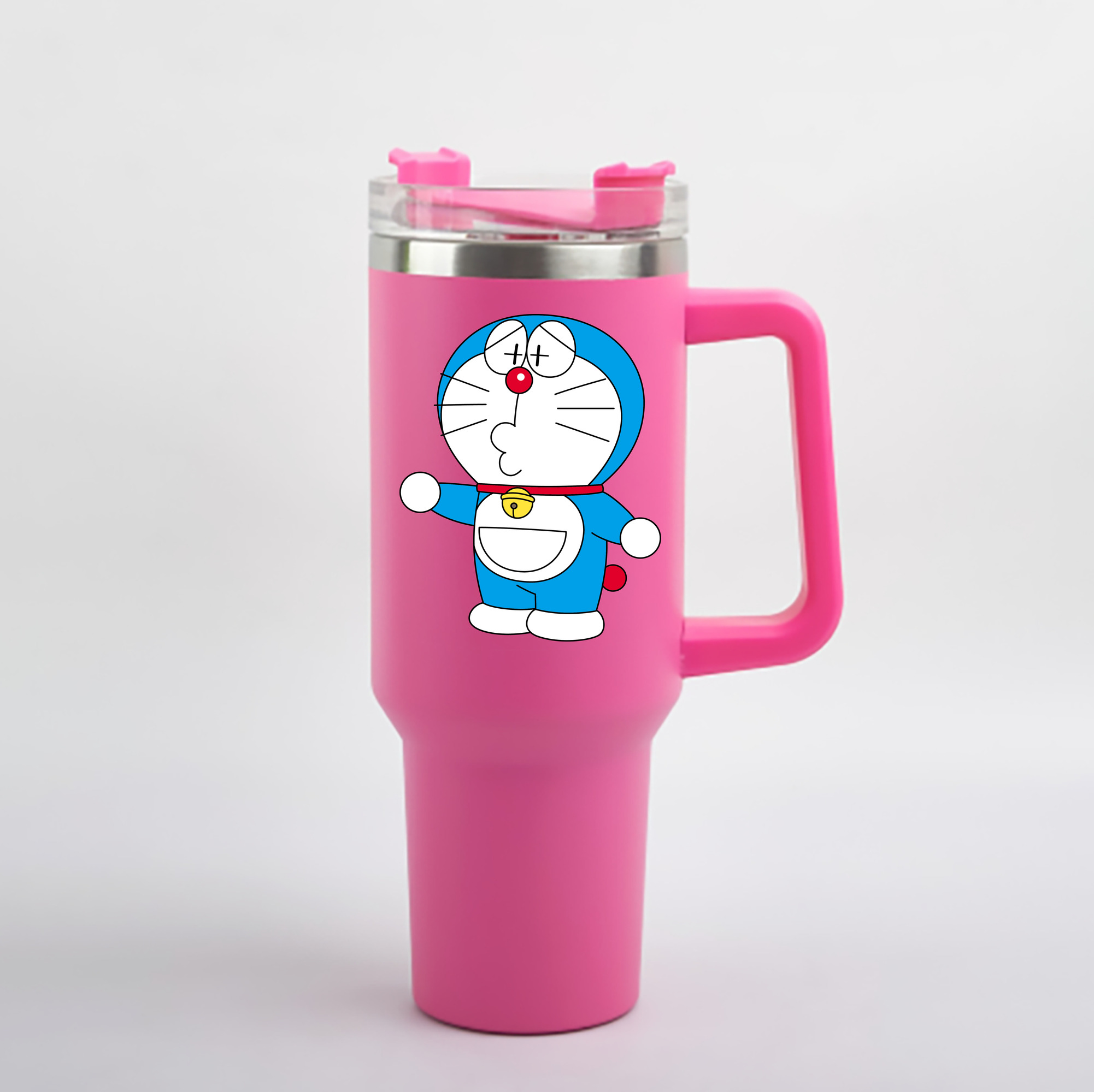（画像用） ドラえもん Doraemon 1200mL車用タンブラー - クリスタルステッカー（プラスチックストロー付き）
